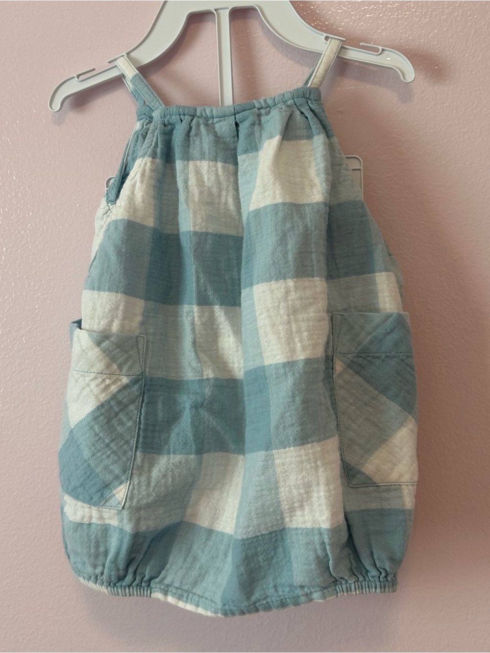 Stem Blue and White Plaid Bubble Hem Dress Sz 6 Mo